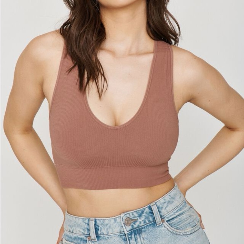 Garage Seamless Plunge Ribbed Tanktop